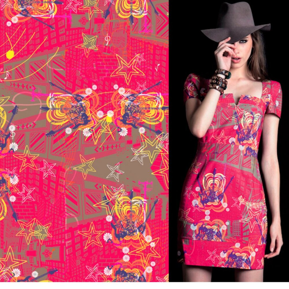 Maria Bonita Extra Sweetheart Neck Fitted Patterned Cotton Blend Mini Dress Sz 4